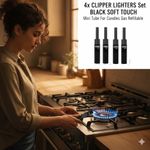4x Clipper Lighters MINI TUBE LONG  NOSE Candles Design Full Set  Gas Refillable