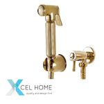 Aqua Gold Brass Douche Shattaf Set - Bathroom Bidet Spray, Comfortable Grip