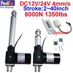 6000N 1350lbs Electric Linear Actuator Motor 2"~40" Stroke 12V 24V 4mm/s Fast