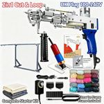 2in1 Cut & Loop Tufting Gun Kit UK Plug Complete Rug Making Starter Set