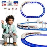 Kid 24PC Express Train Toy Set High-Speed Track Traffic Signs Houses Tunnel Play