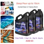 DEEP POUR Clear Epoxy Resin Kit - 2A:1B - 750g/750ml 1.5kg/1.5L 3kg/3L 6kg/6L