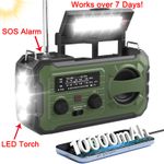 100000mAh Emergency Wind Up Solar Radio Hand Crank FM/AM Power Bank LED Torch
