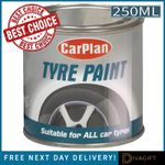 CARPLAN TYRE PAINT BLACK TIRE BRUSH ON SHINE NEW LOOK RESTORER 250ML TIN NEW