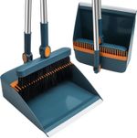 Long Handle Dustpan Brush Set Windproof Upright Broom Rotatable Handle Blue