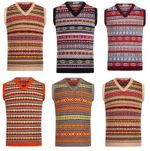 Mens Vintage FairIsle Tank Top Jumper Knitted Wool Sweater Retro Sleeveless Vest