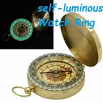 Pocket Compass Vintage Brass Noctilucent Hiking Camping Watch Ring