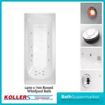 Round 1400mm x 700mm Single Ended Bath Tub Whirlpool Spa Lights 6-8-11 Jets