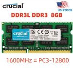 CRUCIAL 8GB DDR3L 1600 PC3-12800 Laptop SODIMM 204-Pin Memory RAM DDR3L 1x 8G