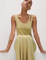 Marks & Spencer Womens Modal Blend A line Midi Sleeveless Dress in Light Olive