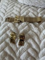 WHITING AND DAVIS 1970’s Vintage Mesh Buckle Bracelet & Earrings