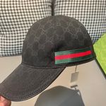 NEW GUCCI HAT Black ,MEN'S/WOMEN,CANVAS BASEBALL CAP,ADJUSTABLE,SIZE M