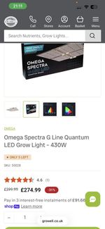 Hydroponics Omega Spectra G Line LED Grow Light G430 Full Spectrum Indoor Grow