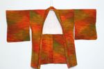 Traditional Japanese Kimono Orange Silk Haori Wave design