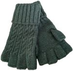 Green Fingerless Gloves Cable Knit Ladies Cosy Winter Womens Knitted One Size