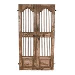 Antique Indian Teak Wood & Iron Jali Doors (177cm x 112cm) | c1880 Vintage Décor