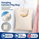 Hanging Canvas Peg Bag Cloth Line Laundry Washing Basket Storage Pouch Hanger