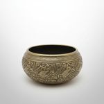 Vintage Hand Engraved Brass Bowl Ornate Floral Bird Design Oriental Decor