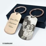 Personalised Photo Keyring Engraved Text Dad Mum Gift Birthday Love Mothers Day
