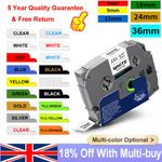 Compatible Brother P-Touch Label Tape Laminated Tze Tape 24mm/18mm/12mm/9mm/6mm