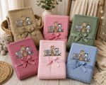 Personalised Safari Baby Blanket – Embroidered Newborn Gift 75cm x 100cm