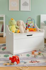 Large Wooden Toy Box Children's Kid's Room Storage White Bedroom Chest Lid Baby
