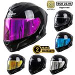 LS2 FF820 RAPID FULL FACE MOTORCYCLE HELMET GLOSS BLACK + PURPLE IRIDIUM VISOR