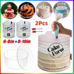 2Pcs Acrylic Cake Mold Round Mousse Cake Form Adjustable Cake Ring Bakery