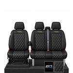 TAILORED FORD TRANSIT CUSTOM 2013-ON  - BLK DIAMOND LEATHER VAN SEAT COVERS 577