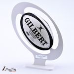Rugby Ball Display Plinth - WHITE (With Free Inscription Plaque)
