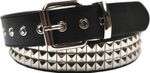 Mens Womens Studded Belt 3 Row Pyramid Conical Studs S M L XL XXL 28 - 60 Waist