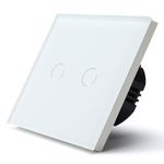 BSEED Touch Light Switch, 2 Gang 1 Way, No Neutral Wire Needed, White (R42)