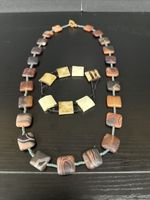 Multi Color Stones Necklace And Bracelet. Free Shipping 