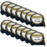 12 x Stanley 8m / 26ft Pocket Tape Measure with Tylon Coated 1-30-656 STA030656