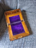 Petite Antique Writing Slope With Purple Velvet Interior Lady's Or Travelling 