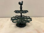 Vintage French Style Enamel Cast Iron Egg Holder Rooster Design Heavy 1.86kg