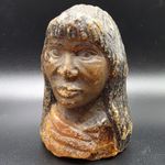 Rare 19th Century Carved Kauri Gum Resin Maori Bust c1875 New Zealand Antique