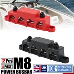2pcs Bus Bar 12V 250A Power Distribution Block M8 Studs Marine Bus Bar 12 Volt