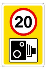 20 mph Speed Camera Sign - Outdoor Rigid Plastic, Aluminium or Sticker - Yellow