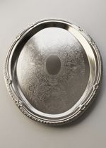  Engraved Reflective Vintage Silver-Plated Serving Tray - Oval   /  Trays /Plate