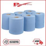 Blue Roll CentreFeed 6 Pack 2-Ply Embossed Paper Towels Heavy Duty Cleaning Roll