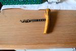 Vintage wooden tusk (pale) shape Corkscrew