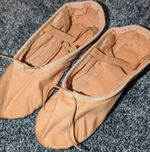 Flexdans Canvas Ballet Dance Shoes Split Sole Beige size u.k 12 eu 31