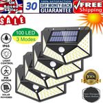 1/4X Solar PIR Motion Sensor Wall Lights 100LED Outdoor Garden Security Lamp UK