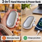 2-in-1 Electric Hand Warmer Power Bank 5000mAh Silver 55°C 4H Camping
