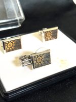 EXPO 70 Osaka Vintage Damascene Cufflinks Tie Pin Set Takeshi Otaka 24K