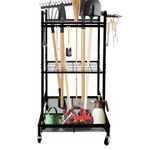 3 Tier Rolling Garden Tool Cart, Steel Storage Trolley for Outdoor Backyard
