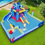 Slides Inflatable Bouncy Castle Water Park Kids Jumping House Double W/ 2 Water