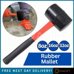 RUBBER MALLET 8oz 16oz 32oz RUBBER HAMMER FIBERGLASS SHAFT CAMPING PAVING TILING