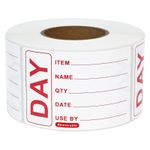 Removable Food Day Labels 75x50mm HACCP Kitchen Date Stickers 500 Per Roll